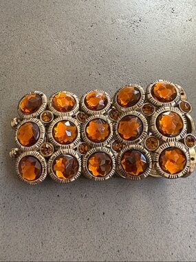 Vintage-Inspired Amber Crystal Bracelet - Women Jewelry- NEW